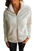 Sexy White Fuzzy Zip up Fleece Jacket